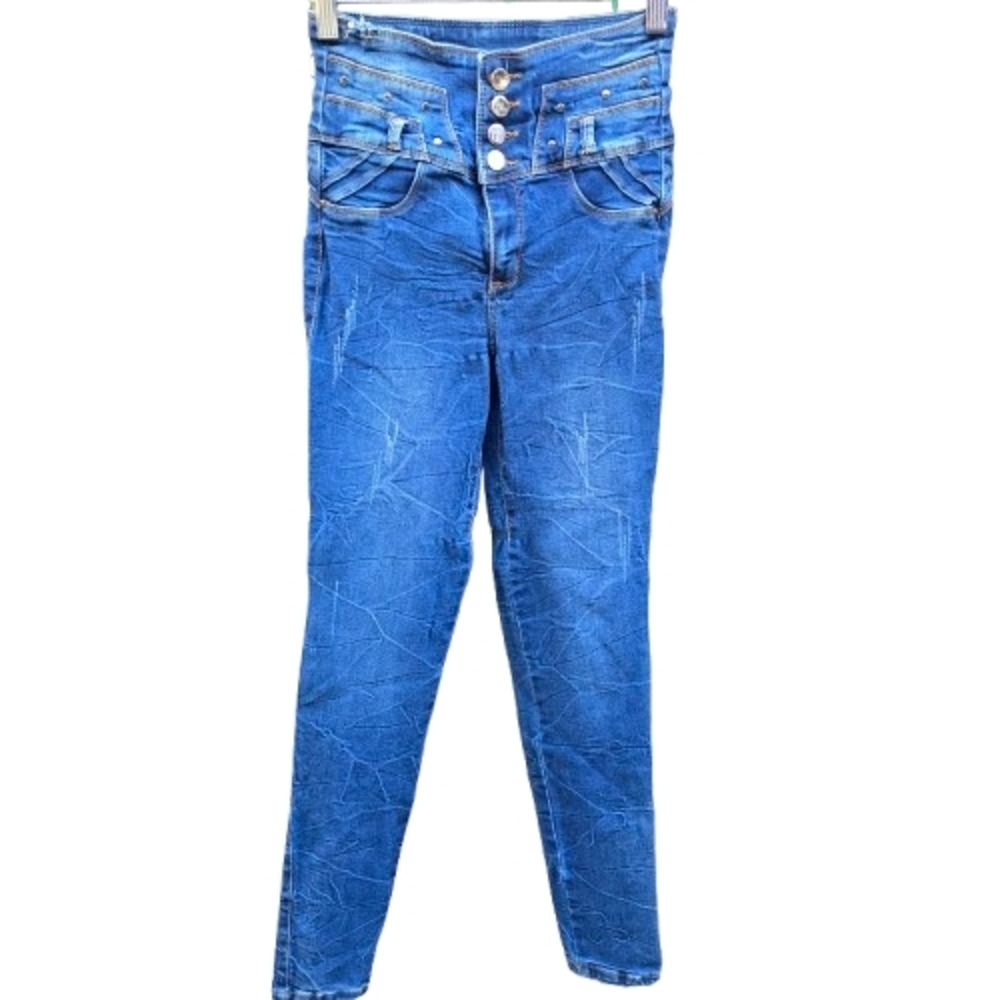 Colombian Push Up High-Waisted Blue Women's Denim Skinny Jeans Size 24